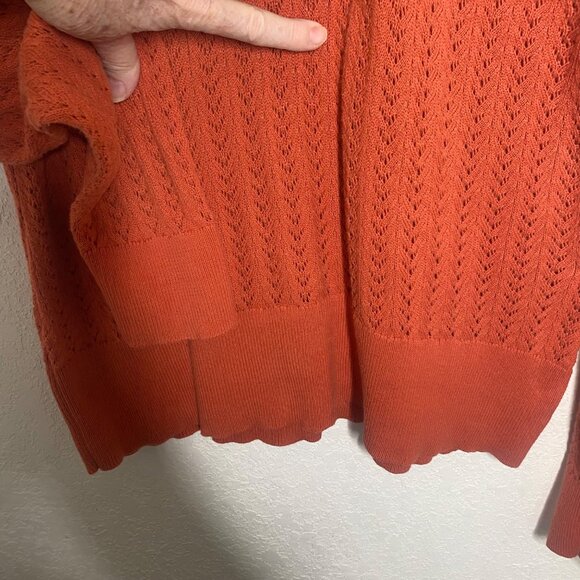 Vintage Pendleton Sweater Womens XL Petite Orange Open Knit Long Sleeves Pullove - Picture 4 of 10